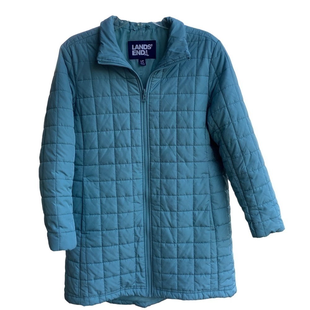 LANDS’ END Teal Quilted Ultralight Primaloft Puffer‎ Coat – Size L
